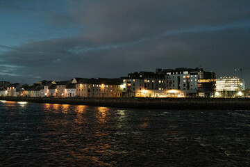 Fototapeta premium Night time landscape of Galway city, Ireland
