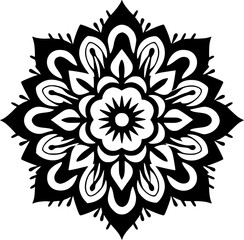 Mandala - Black and White Isolated Icon - Vector illustration