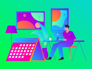 Home indoor character scene flat vector concept operation hand drawn illustration
