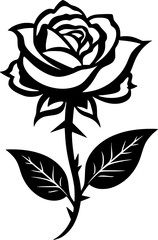 Rose - Black and White Isolated Icon - Vector illustration