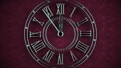 Old Clock Vintage 3d Clock New Year countdown on red background - Powered by Adobe