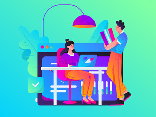 Home indoor character scene flat vector concept operation hand drawn illustration
