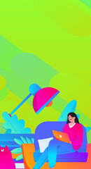 Home indoor character scene flat vector concept operation hand drawn illustration
