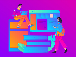 Home indoor character scene flat vector concept operation hand drawn illustration
