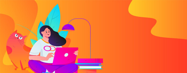 Home indoor character scene flat vector concept operation hand drawn illustration
