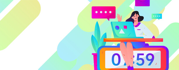 Fototapeta premium Home indoor character scene flat vector concept operation hand drawn illustration 
