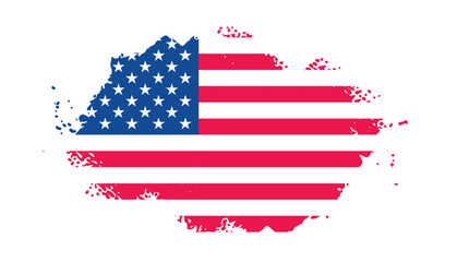 Grunge US Flag brush stroke effect or United States of America flag with watercolor paint brush strokes texture design red and blue color. grunge texture design  USA Flag. vector illustration.