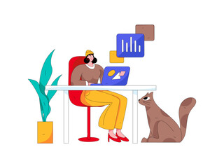 Home indoor character scene flat vector concept operation hand drawn illustration
