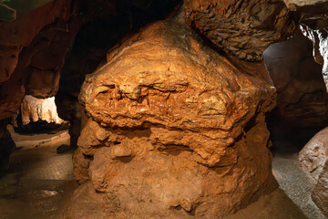 Forked Paths Inside Kents Cavern Prehistoric Caves near Torquay