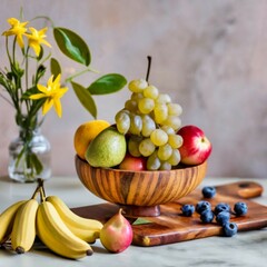 Colorful vegetables and fruits vegan food in rainbow colors