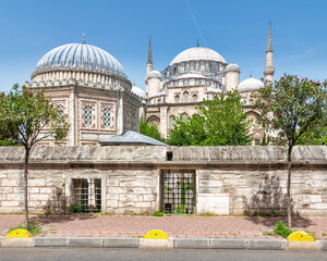 Sehzade Mehmet Turbesi or tomb, with Sehzade Mosque, or Sehzade Camii in the far end, located in...
