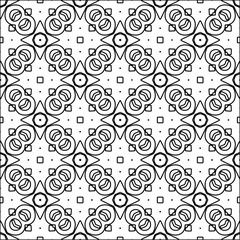
Black lines on white background.
Wallpaper with figures from lines. Abstract patterns. Black  pattern for web page, textures, card, poster, fabric, textile. Monochrome design. 
