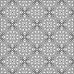 
Black lines on white background.
Wallpaper with figures from lines. Abstract patterns. Black  pattern for web page, textures, card, poster, fabric, textile. Monochrome design. 