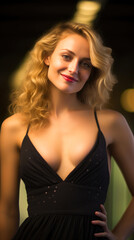 Fototapeta na wymiar Graceful Curves: Beautiful Blonde in Boudoir Photography