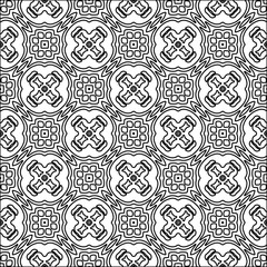 
Black lines on white background.
Wallpaper with figures from lines. Abstract patterns. Black  pattern for web page, textures, card, poster, fabric, textile. Monochrome design. 