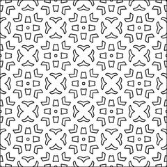 
Black lines on white background.
Wallpaper with figures from lines. Abstract patterns. Black  pattern for web page, textures, card, poster, fabric, textile. Monochrome design. 