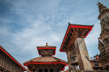 Temple on Bhaktapur Durbar Square, Kathmandu valley, Nepal.  Former royal palace complex and UNESCO...