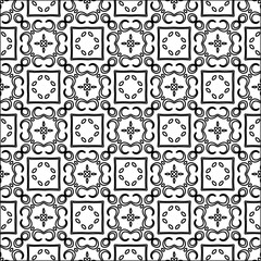 Black lines on white background.
Wallpaper with figures from lines. Abstract patterns. Black  pattern for web page, textures, card, poster, fabric, textile. Monochrome design. 