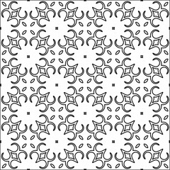 Black lines on white background.
Wallpaper with figures from lines. Abstract patterns. Black  pattern for web page, textures, card, poster, fabric, textile. Monochrome design. 
