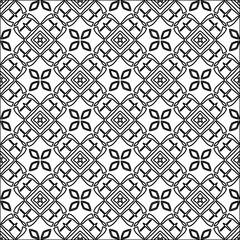 Black lines on white background.
Wallpaper with figures from lines. Abstract patterns. Black  pattern for web page, textures, card, poster, fabric, textile. Monochrome design. 