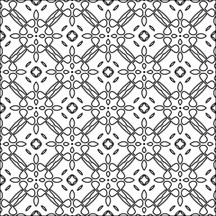 Black lines on white background.
Wallpaper with figures from lines. Abstract patterns. Black  pattern for web page, textures, card, poster, fabric, textile. Monochrome design. 