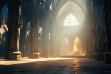 Gothic Grace: Ethereal Rays in the Cathedral