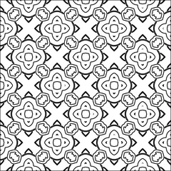 Black lines on white background.
Wallpaper with figures from lines. Abstract wallpaper. Black  pattern for web page, textures, card, poster, fabric, textile. Monochrome design