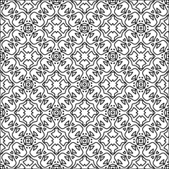 Black lines on white background.
Wallpaper with figures from lines. Abstract wallpaper. Black  pattern for web page, textures, card, poster, fabric, textile. Monochrome design. 