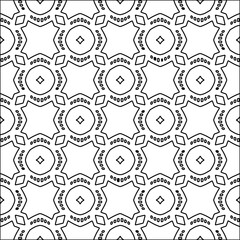 Black lines on white background.
Wallpaper with figures from lines. Abstract wallpaper. Black  pattern for web page, textures, card, poster, fabric, textile. Monochrome design. 