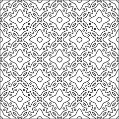 Black lines on white background.
Wallpaper with figures from lines. Abstract wallpaper. Black  pattern for web page, textures, card, poster, fabric, textile. Monochrome design. 