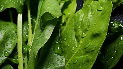 Green Salads closeup. Fresh Photorealistic Salads leaves.