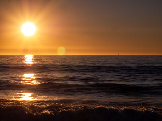Beautiful Sunset Over the Pacific Ocean, Scenic Beach in California 07