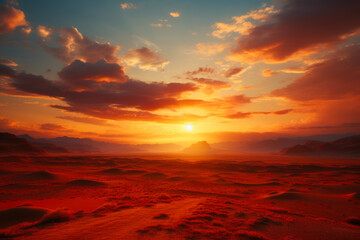 Fototapeta na wymiar Dramatic Desert Sunset from Above