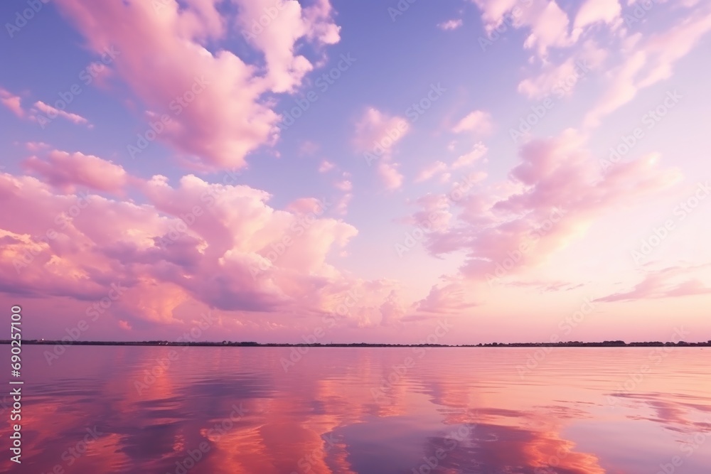 Aufkleber A peaceful view of a body of water with majestic clouds in the sky. Perfect for adding a sense of tranquility and nature to any project or design