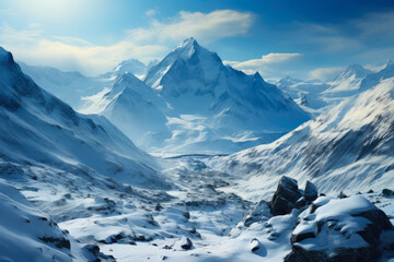 Fototapeta na wymiar Icy Mountain Dreams: Abstract Snow Peaks