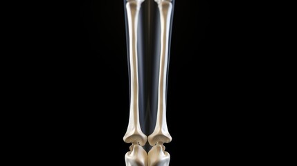 A detailed close-up of a human leg showcasing an exposed bone. This image can be used to illustrate medical conditions, anatomy studies, or injury-related topics