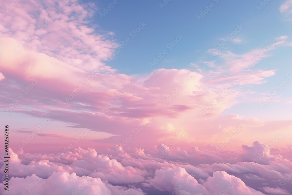 Poster a captivating aerial view of the sky and clouds as seen from an airplane. perfect for travel or avia