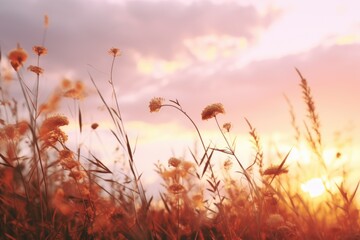 A picturesque sunset over a field of tall grass. Perfect for nature and landscape themes.","A picturesque sunset over a field of tall grass.