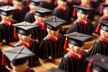 Group of graduation figurines up close. Perfect for educational and celebratory projects
