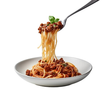 spaghetti with bolognese sauce isolated on transparent background