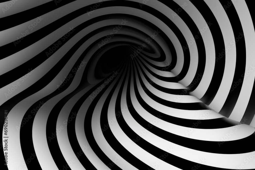 Poster a black and white spiral design with black and white stripes. suitable for various design projects