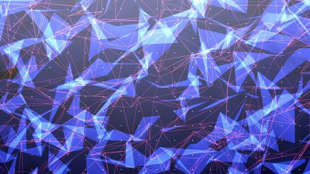 Abstract plexus geometrical shapes Background Abstract Plexus structural data network information connectivity. 4K blue digital connection moving dot with shining light on black background. 