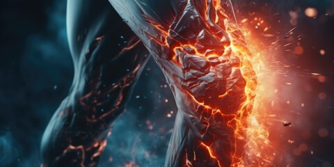 Close-up shot of a person's leg on fire. Perfect for illustrating danger or the consequences of an accident