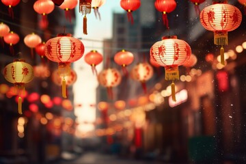 Obraz na płótnie Canvas chinese new year lanterns in temple