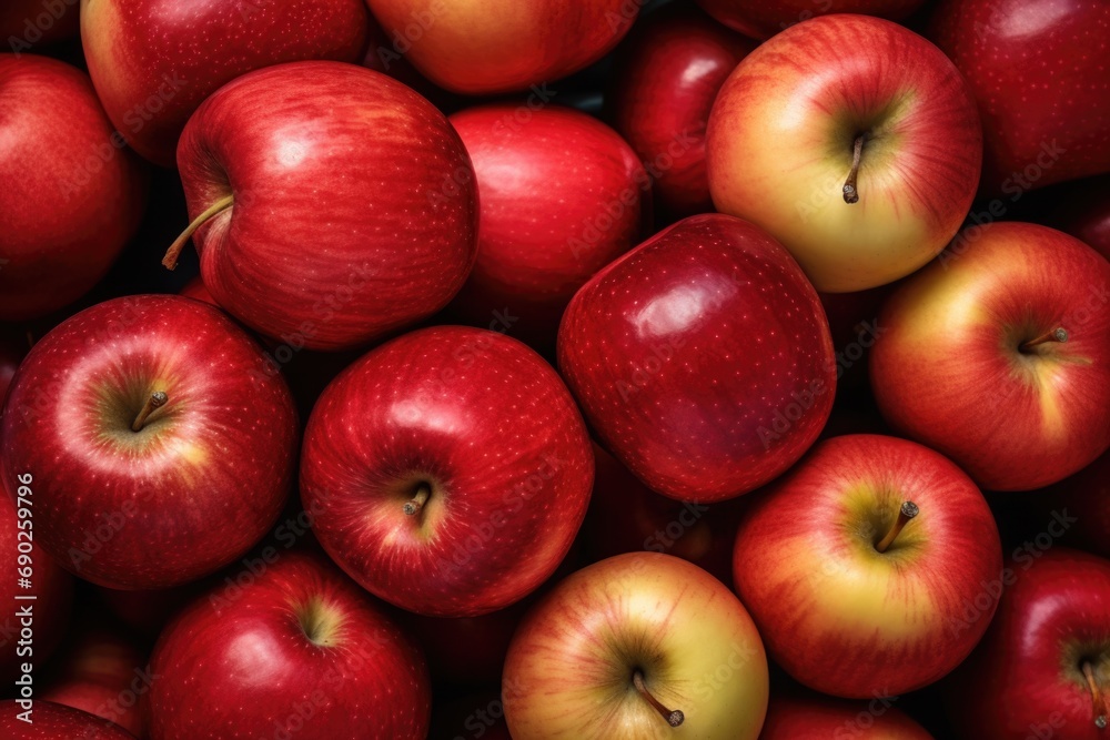 Poster a pile of red and yellow apples stacked on top of each other. perfect for food-related projects and 