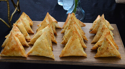 Moroccan pie stuffed with fish and chicken, served at Moroccan weddings and events