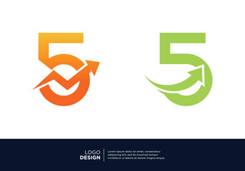 Set of Number 5 logo designs for marketing, investment and business.