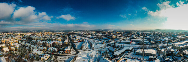 Newag Nowy Sącz, zima, panorama