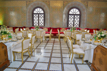Moroccan wedding hall.Wedding decor of the Banquet hall