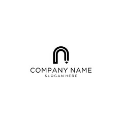 initial N pencil logo design vector